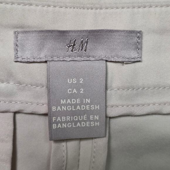 H&M Trouser Pants Women 2 Beige Cotton Blend Stretch Workwear - Picture 2 of 6